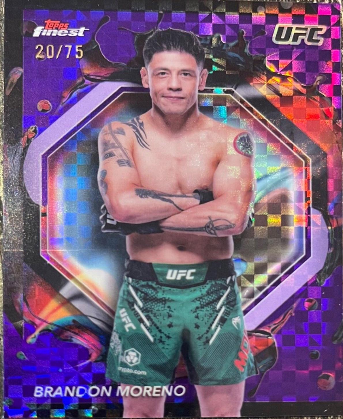 Brandon Moreno 2024 Topps Finest UFC Base Rare #255 Purple Checkerboard Refractor