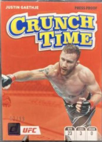 Justin Gaethje 2022 Panini Donruss UFC Crunch Time #2 Press Proof Purple
