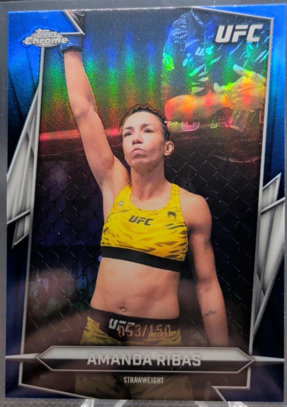 Amanda Ribas 2026 Topps Chrome UFC Base #32 Blue Refractor