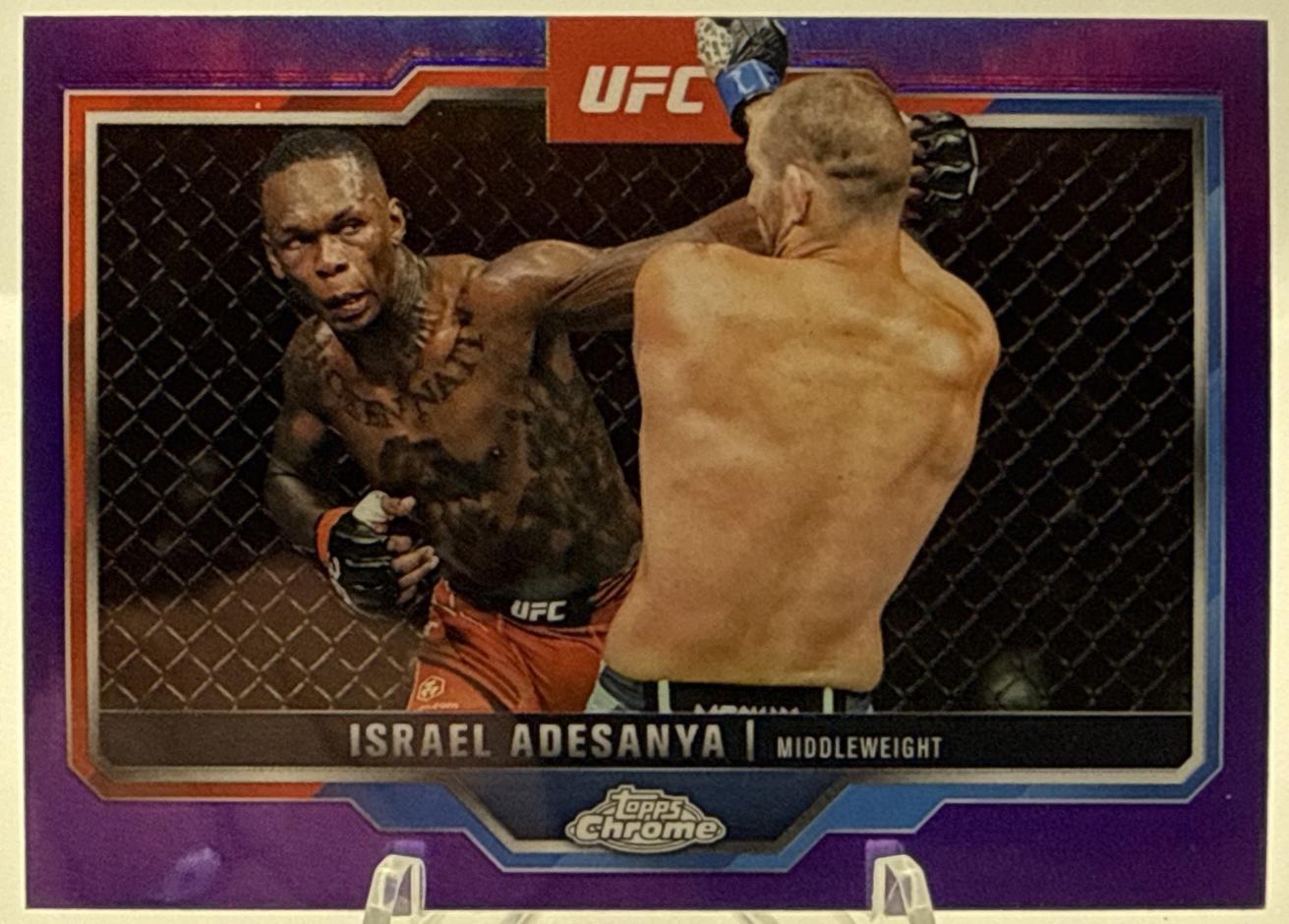 Israel Adesanya 2025 Topps Chrome UFC Base #3 Purple Refractor