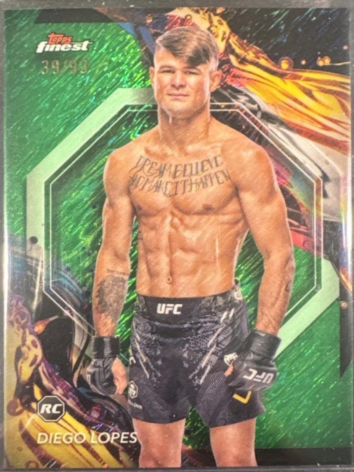 Diego Lopes 2024 Topps Finest UFC Base Common #42 Green Shimmer Refractor