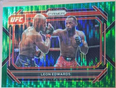Leon Edwards 2023 Panini Prizm UFC Base #65 Green Pulsar