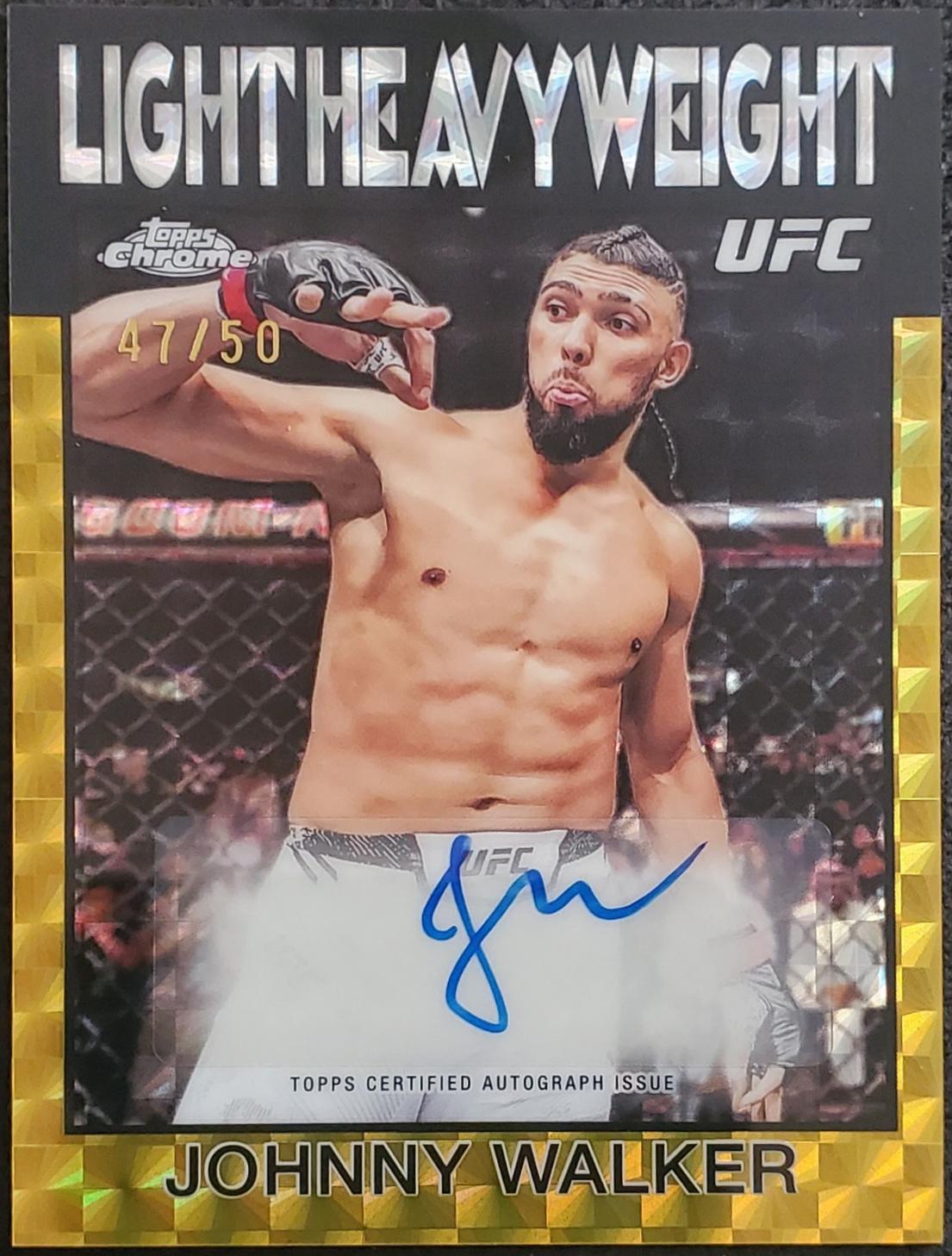 Johnny Walker 2026 Topps Chrome UFC 1986 Topps Signatures #86S-JW Gold Geometric Refractor