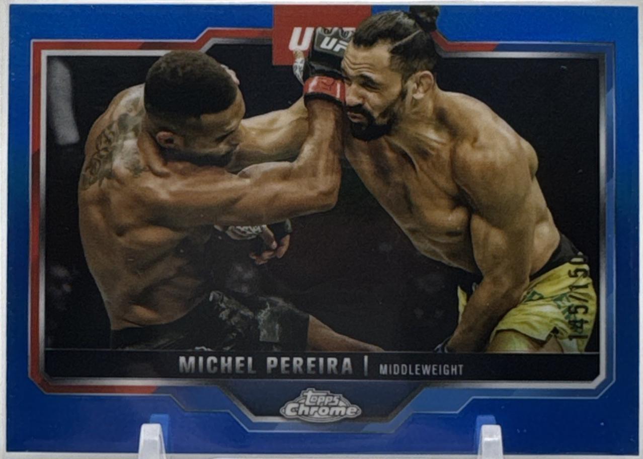 Michel Pereira 2025 Topps Chrome UFC Base #160 Blue Refractor