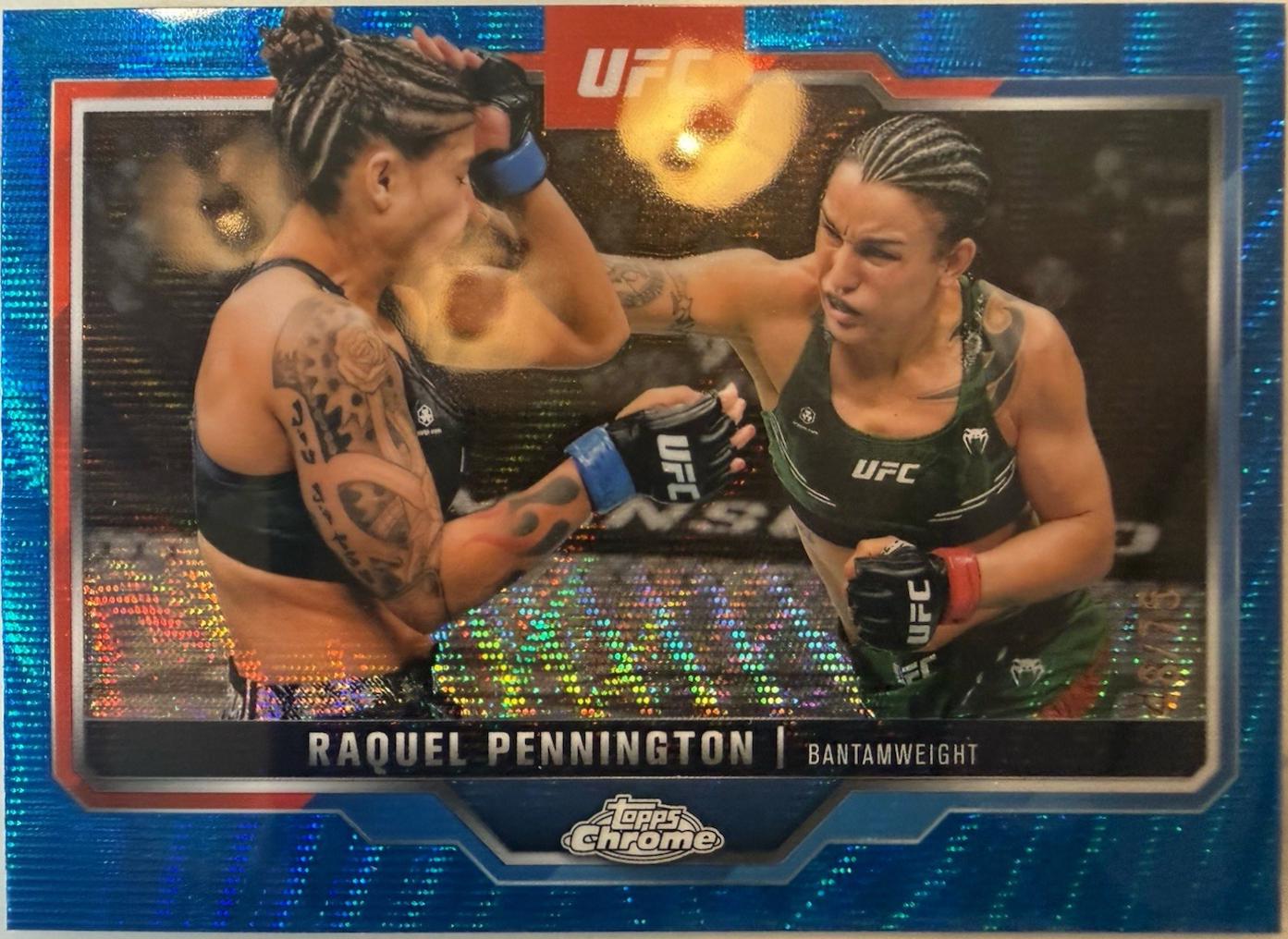 Raquel Pennington 2025 Topps Chrome UFC Base #156 Blue Wave Refractor
