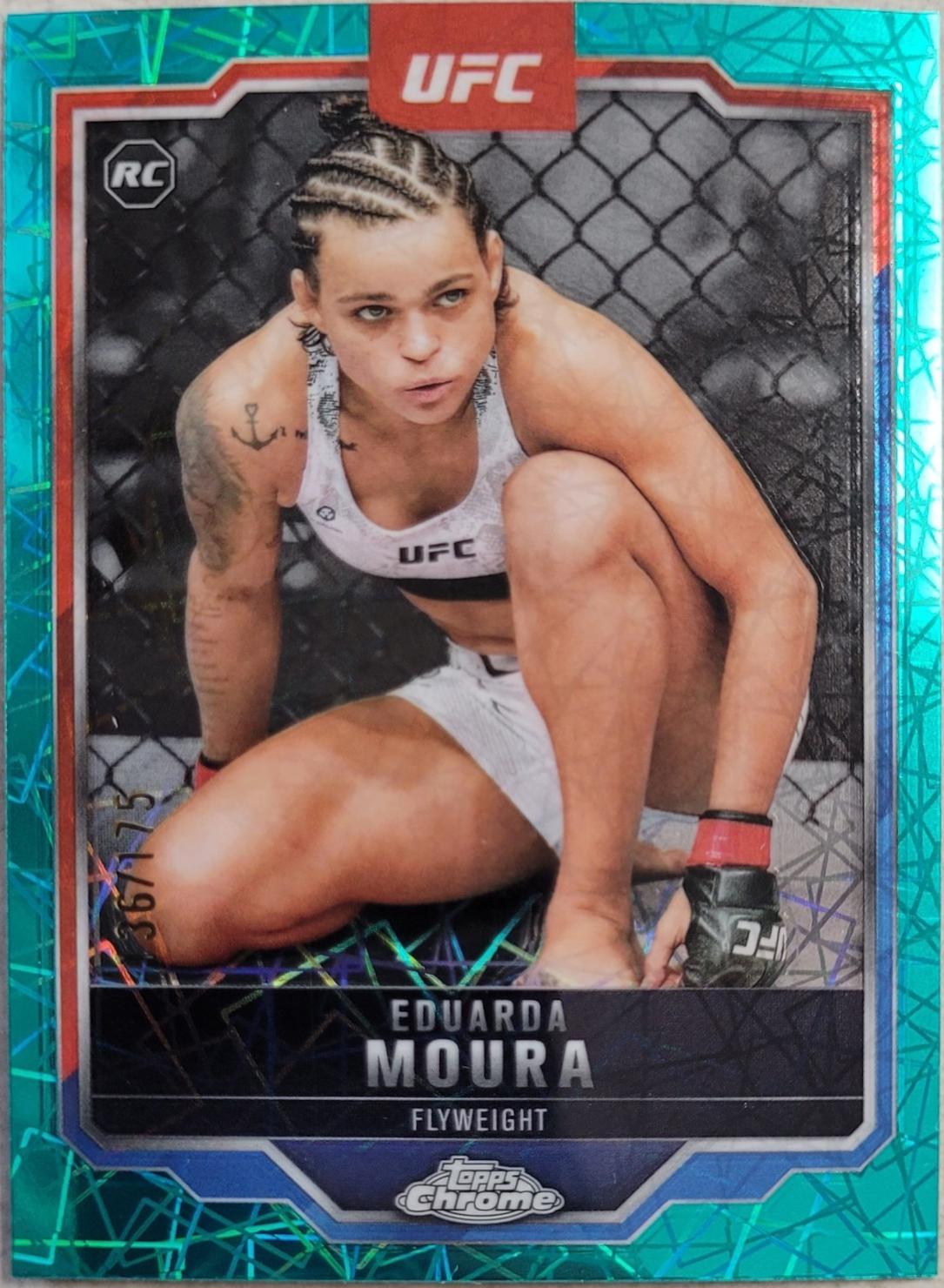 Eduarda Moura 2025 Topps Chrome UFC Base #24 Teal Lazer Refractor