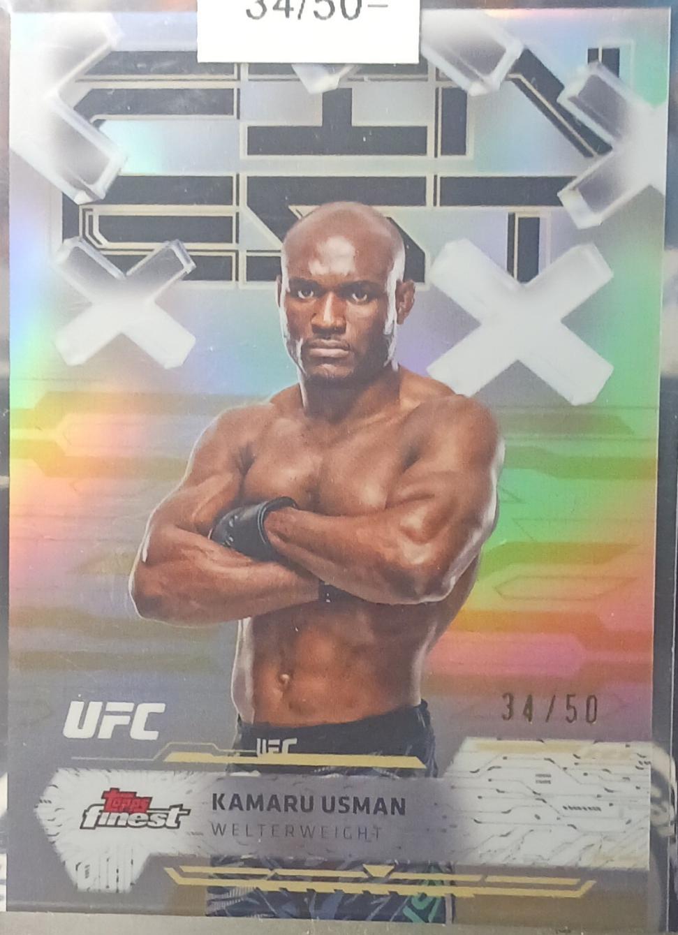 Kamaru Usman 2025 Topps Finest UFC Base Common #66 Gold Refractor