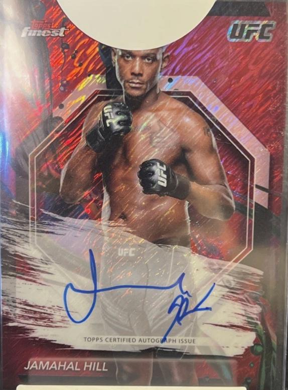 Jamahal Hill 2024 Topps Finest UFC Finest Autographs #FA-JHL Red Shimmer Refractor