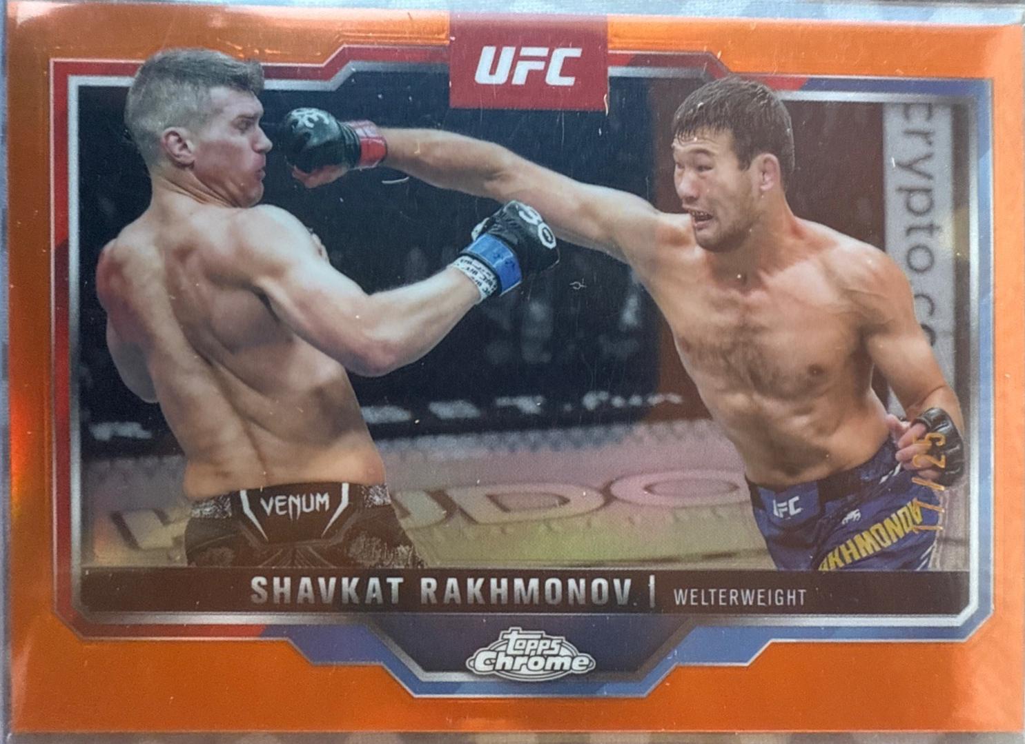 Shavkat Rakhmonov 2025 Topps Chrome UFC Base #125 Orange Refractor