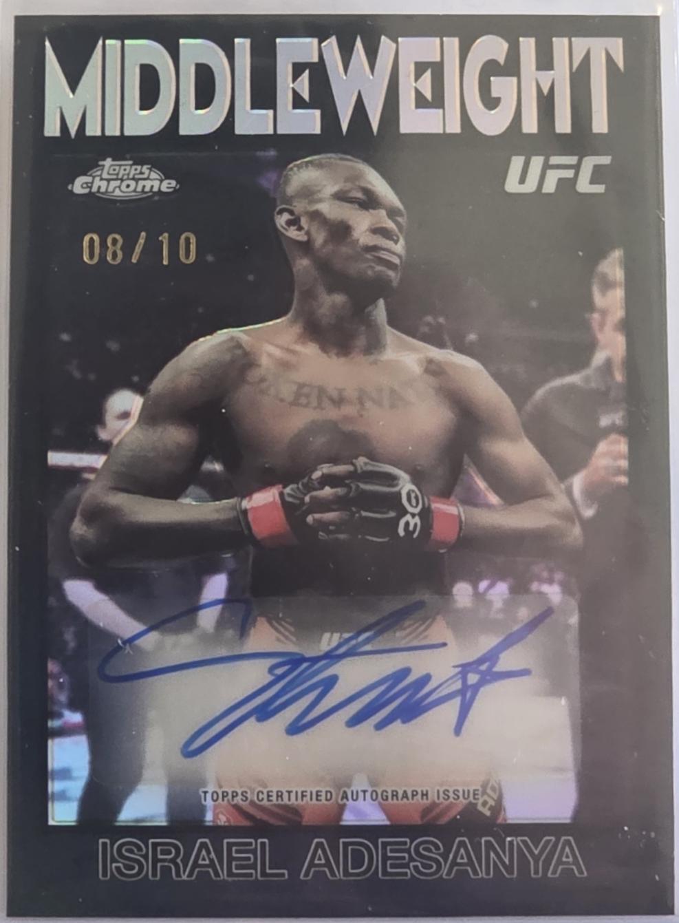 Israel Adesanya 2026 Topps Chrome UFC 1986 Topps Signatures #86S-IA Black Refractor