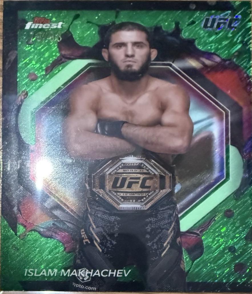 Islam Makhachev 2024 Topps Finest UFC Base Rare #293 Green Shimmer Refractor