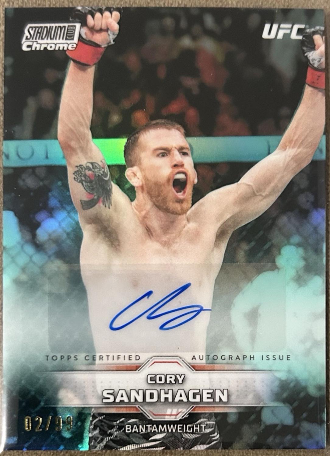 Cory Sandhagen 2026 Topps Stadium Club UFC Chrome Autographs #CAV-CSN Turquoise Refractor