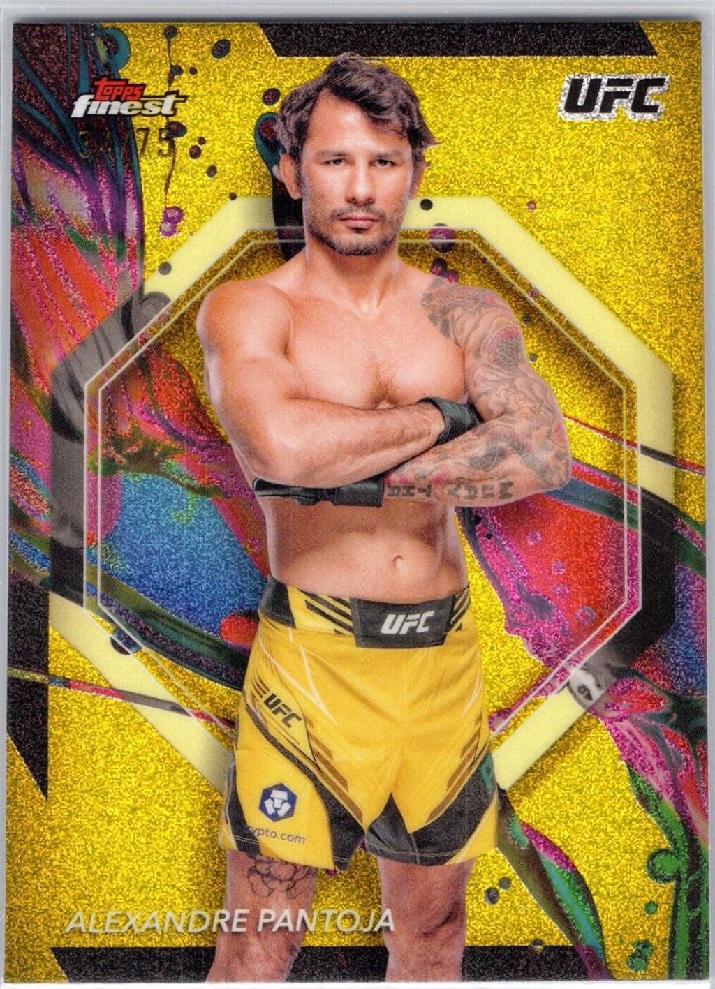 Alexandre Pantoja 2024 Topps Finest UFC Base Common #28 Yellow Glitter Refractor