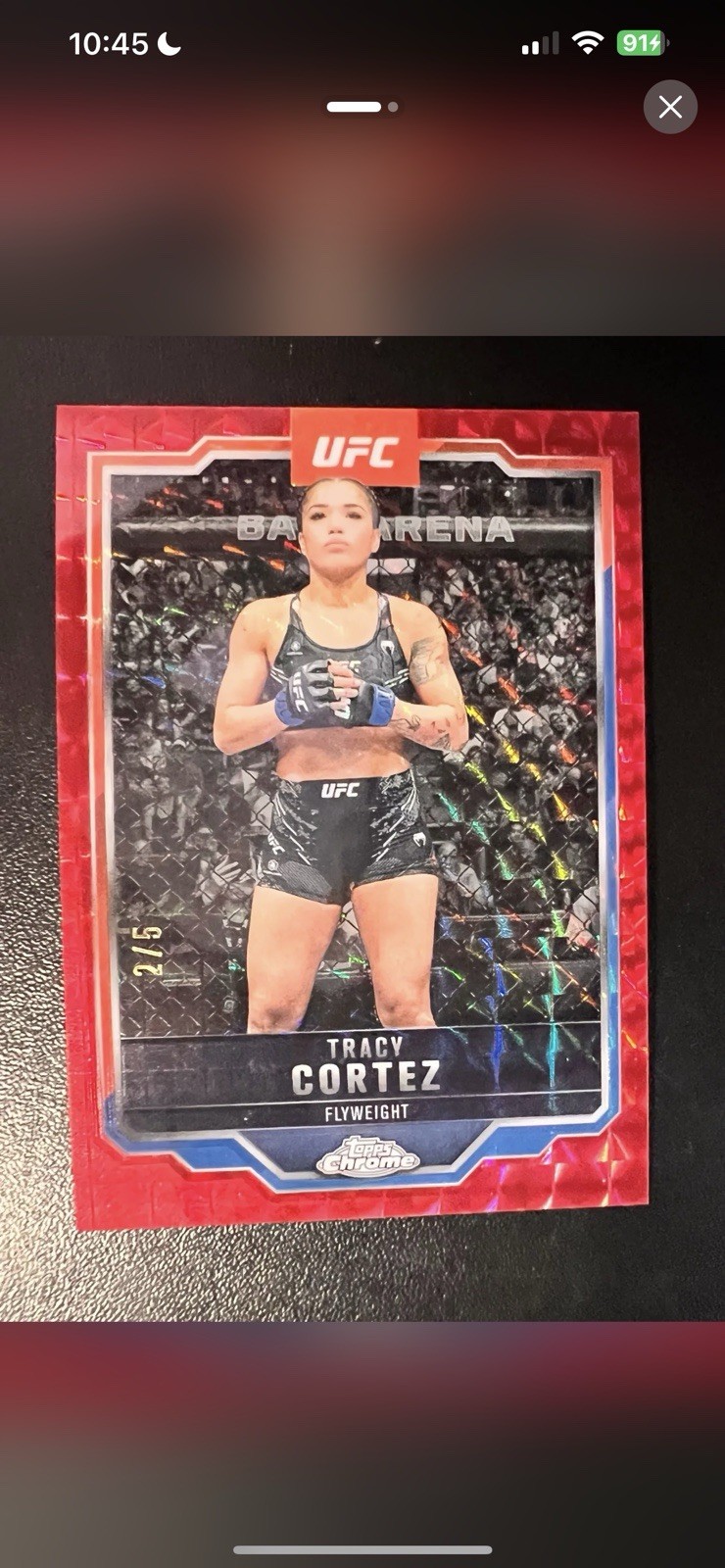 Tracy Cortez 2025 Topps Chrome UFC Base #134 Red Geometric Refractor