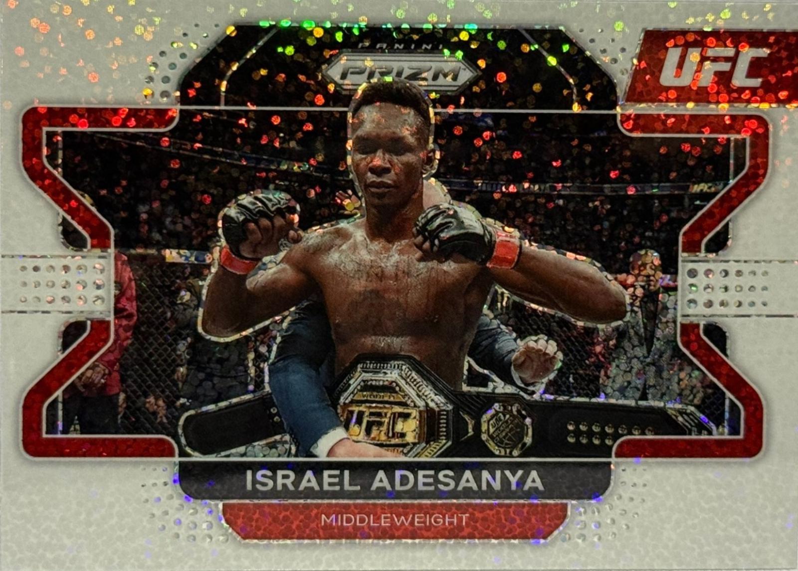 Israel Adesanya 2022 Panini Prizm UFC Base #23 White Sparkle