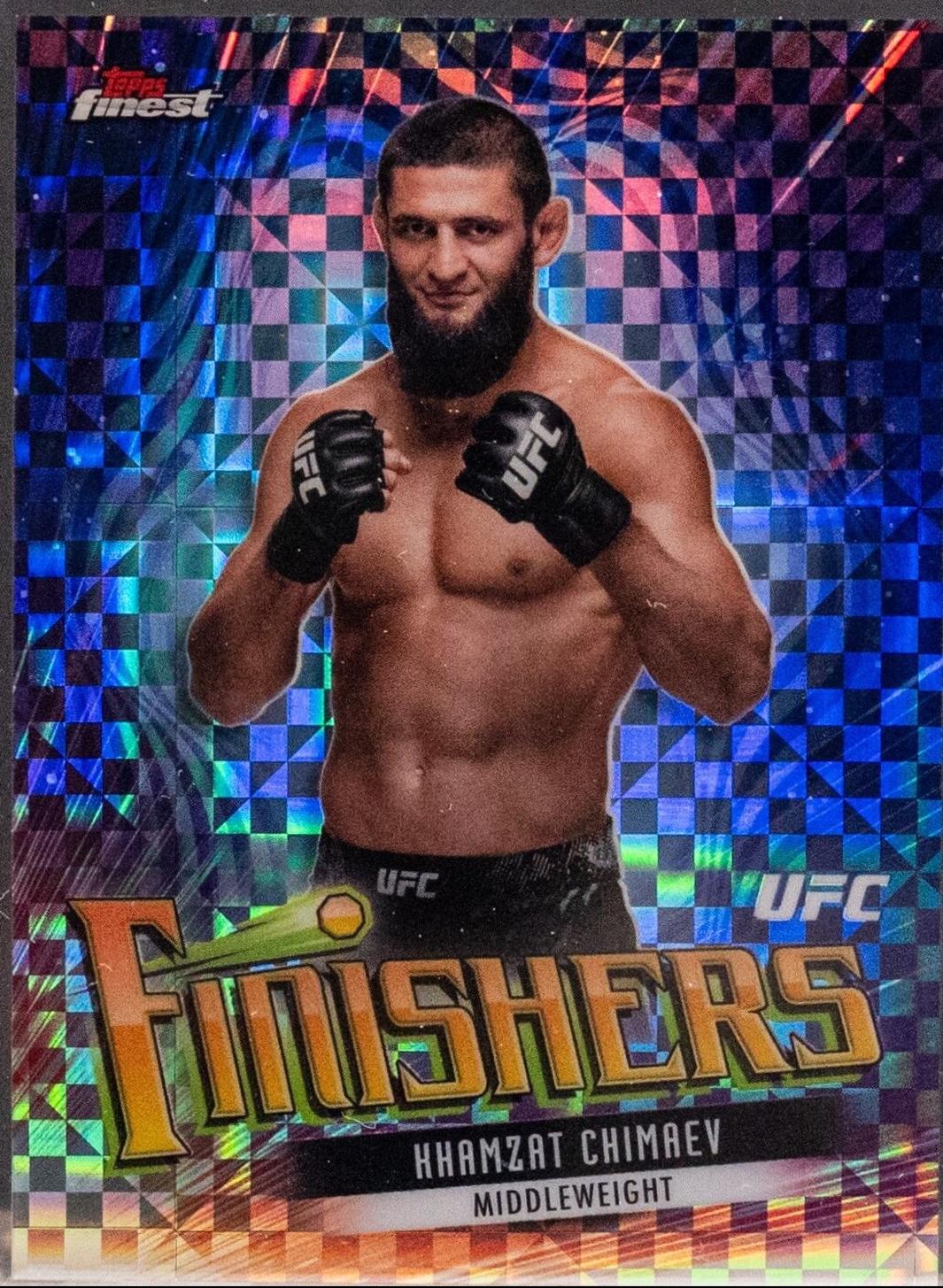 Khamzat Chimaev 2024 Topps Finest UFC Finishers #FIN-2 Checkerboard Refractor