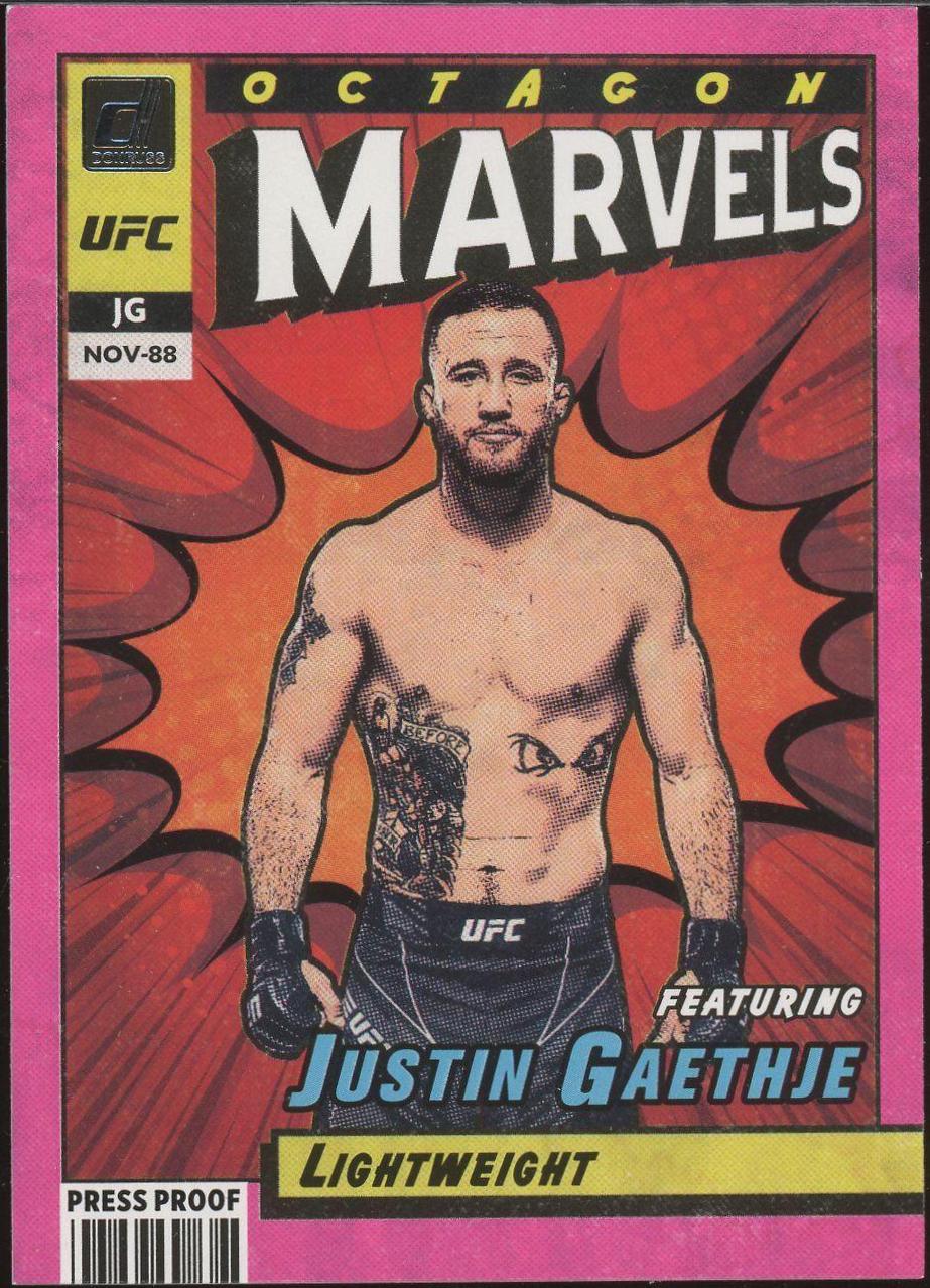 Justin Gaethje 2022 Panini Donruss UFC Octagon Marvels #15 Press Proof