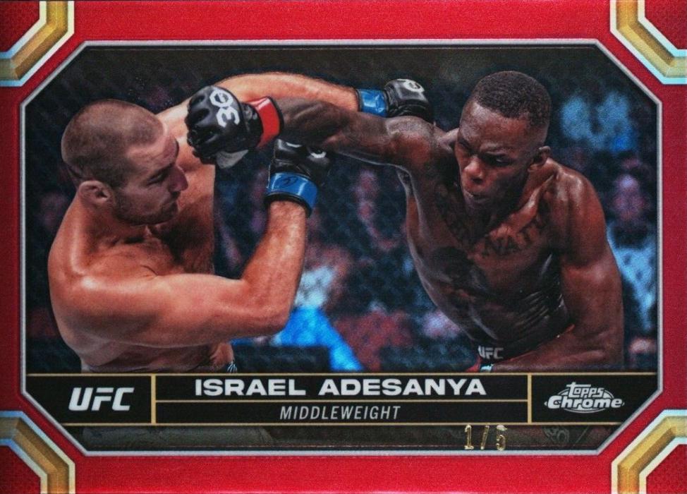 Israel Adesanya 2024 Topps Chrome UFC Base #81 Red Refractor