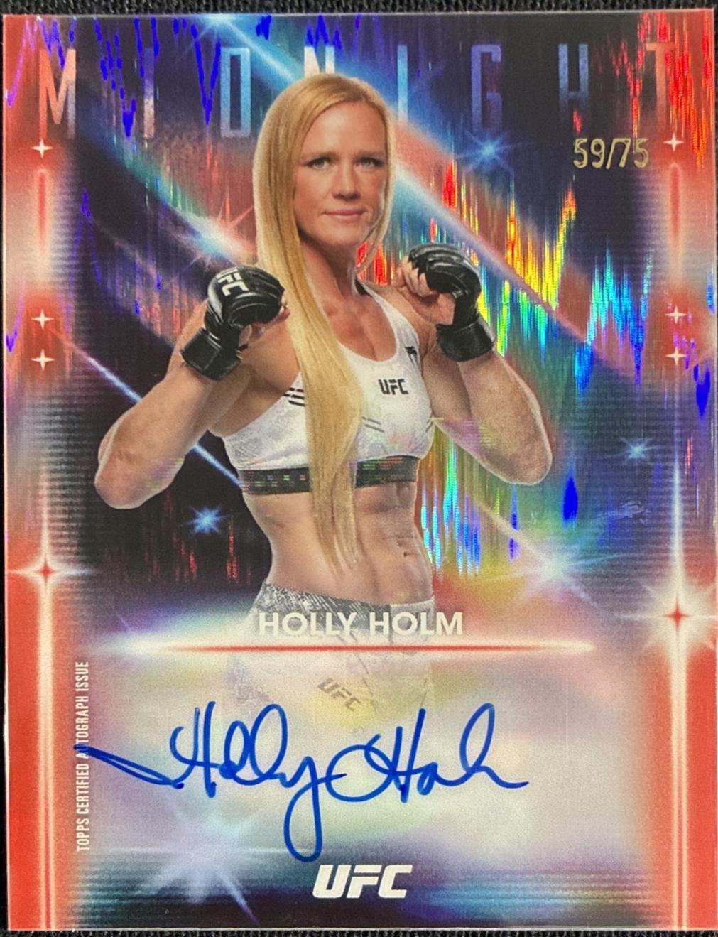 Holly Holm 2024 Topps Chrome UFC UFC Signatures #FNA-HHO Red Refractor