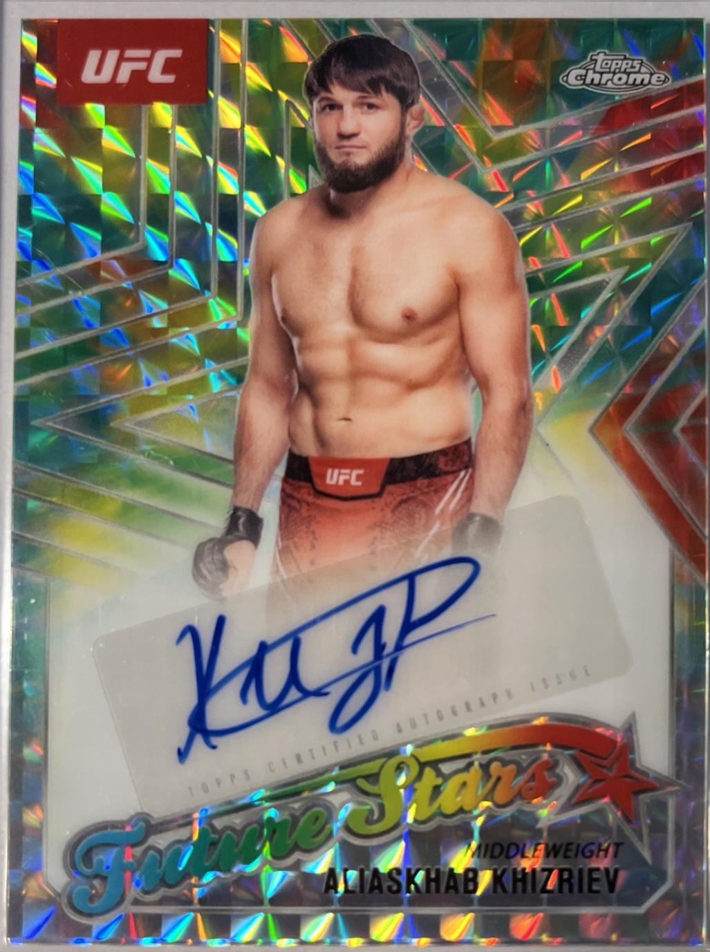Aliaskhab Khizriev 2025 Topps Chrome UFC Future Stars Autographs #FSA-AK Geometric Aqua Refractor