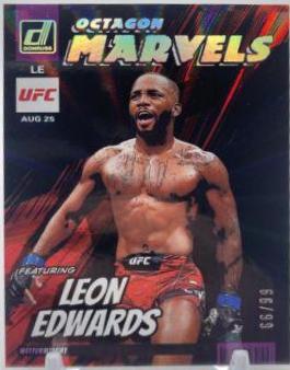 Leon Edwards 2023 Panini Donruss UFC Octagon Marvels #18 Purple Laser