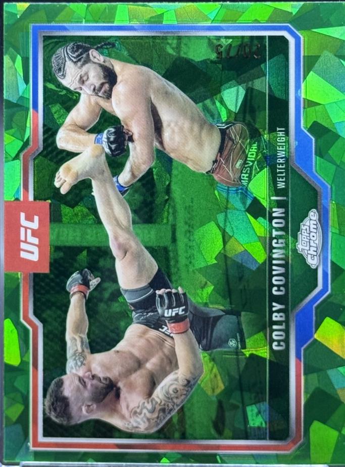 Colby Covington 2025 Topps Chrome Sapphire UFC Base Sapphire #154 Green Sapphire