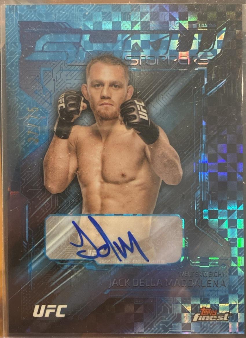 Jack Della Maddalena 2025 Topps Finest UFC Showstopper Autographs #SSA-JM Blue Checkerboard Refractor