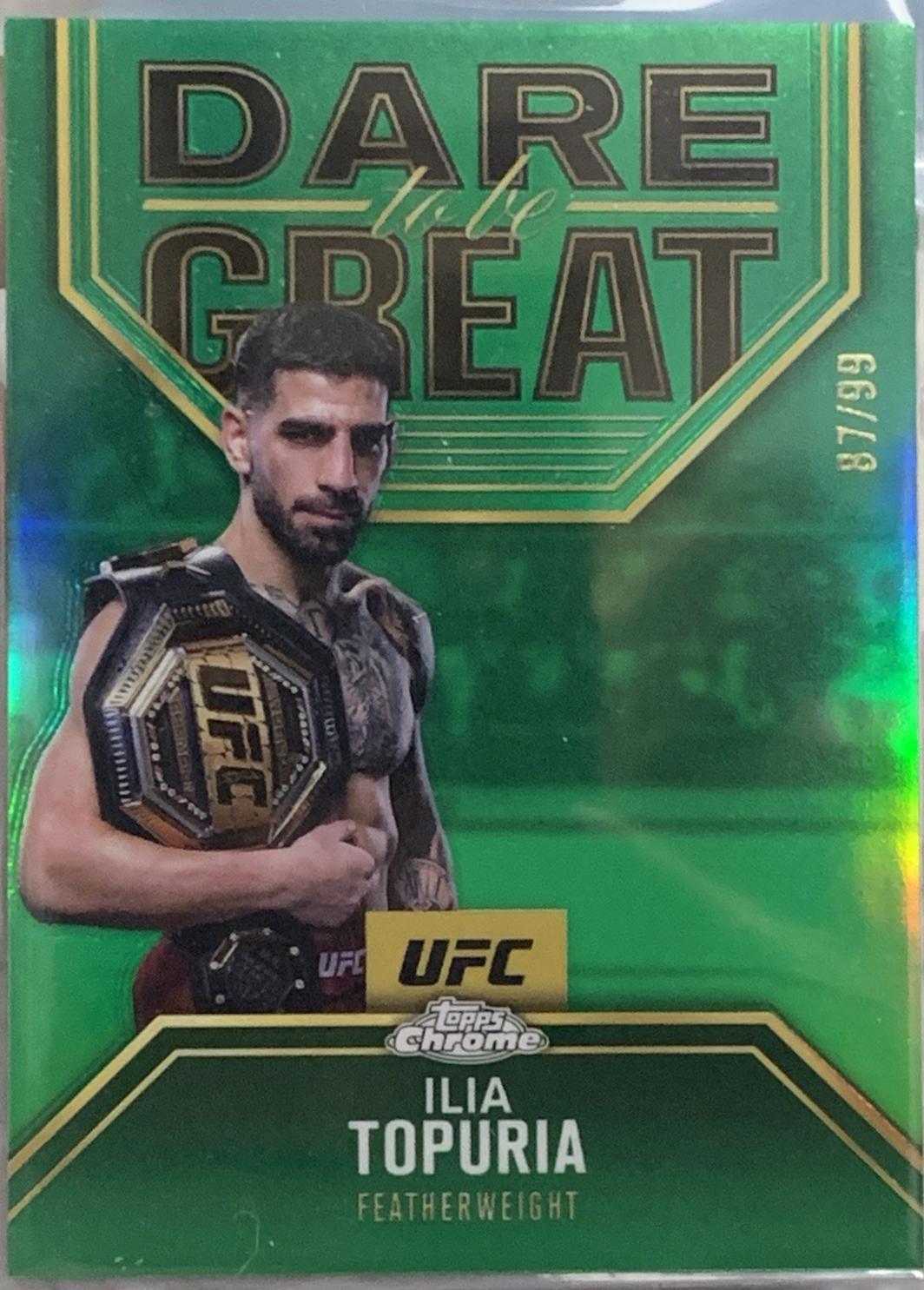 Ilia Topuria 2025 Topps Chrome UFC Dare to Be Great #DBG-6 Green Refractor