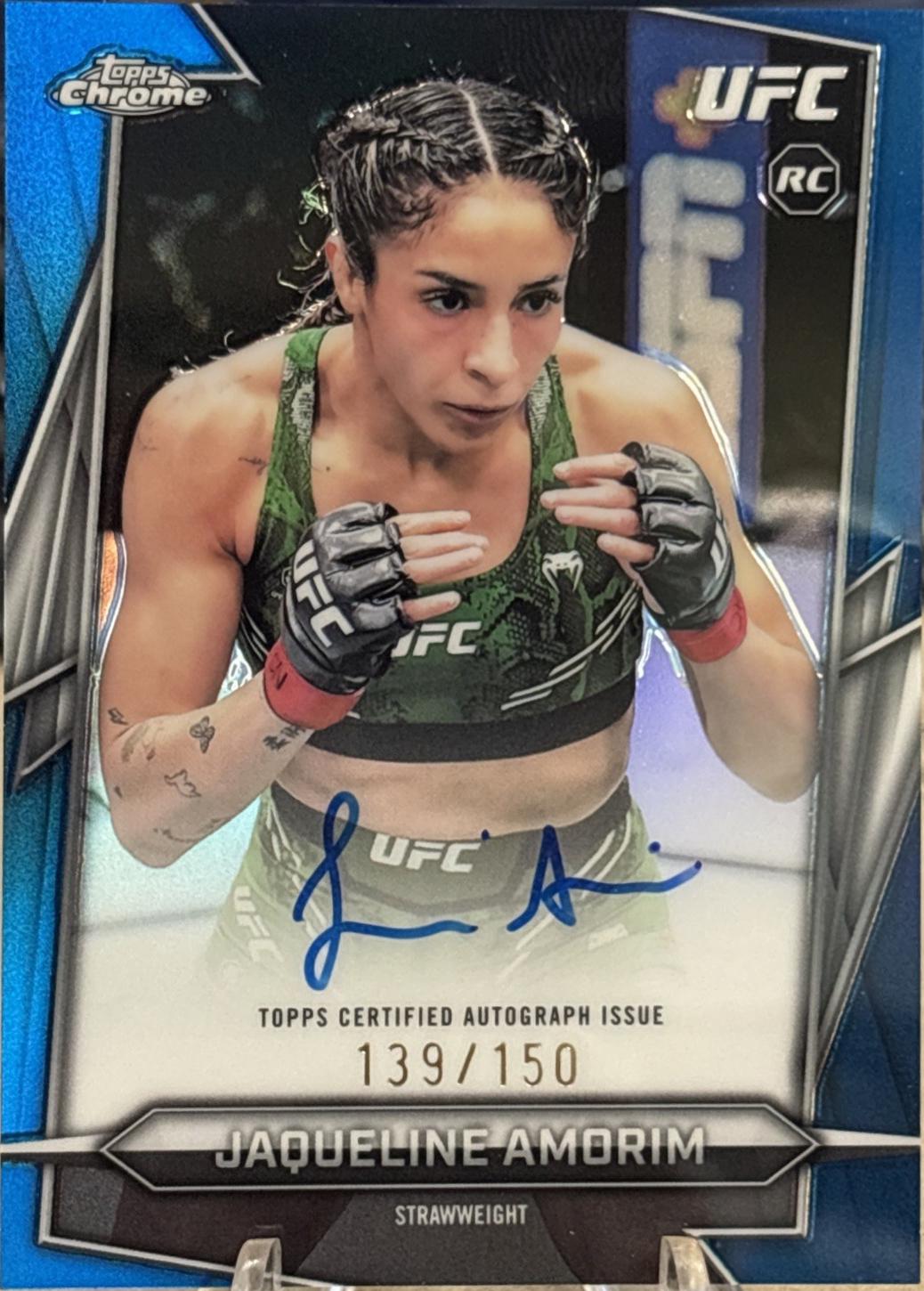 Jaqueline Amorim 2026 Topps Chrome UFC Base Autographs #BAV-JA Blue Refractor