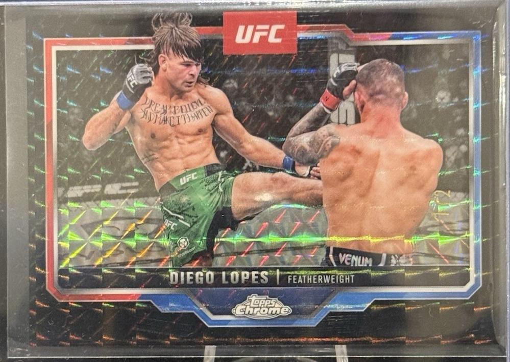 Diego Lopes 2025 Topps Chrome UFC Base #140 Black Geometric Refractor