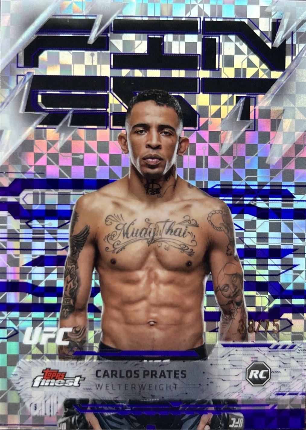 Carlos Prates 2025 Topps Finest UFC Base Rare #226 Purple Checkerboard Refractor