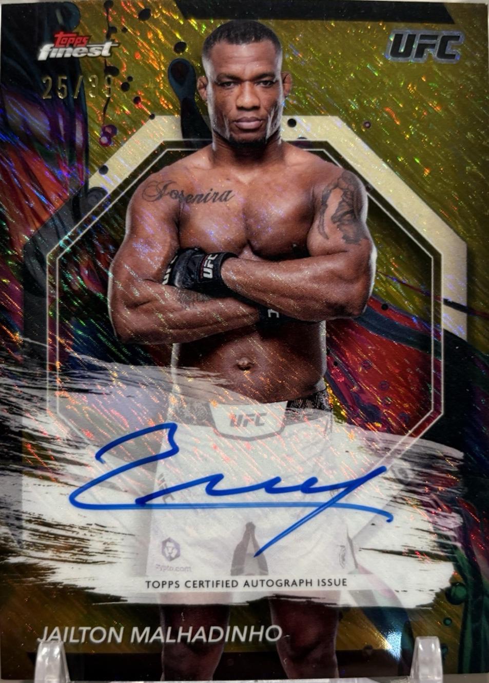 Jailton Almeida 2024 Topps Finest UFC Finest Autographs #FA-JNA Gold Shimmer Refractor