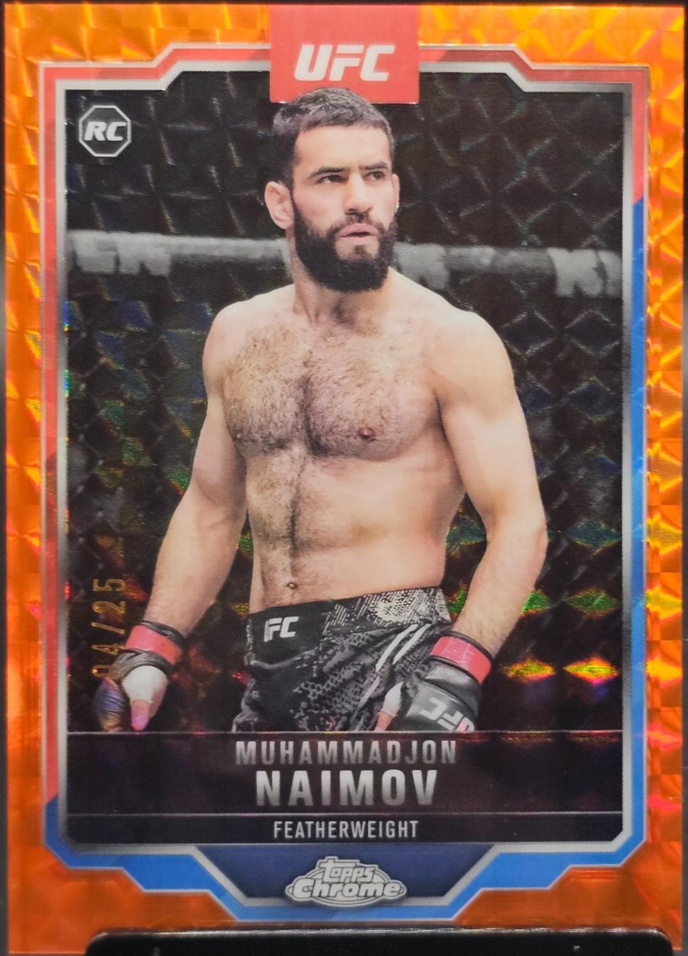 Muhammadjon Naimov 2025 Topps Chrome UFC Base #45 Orange Geometric Refractor