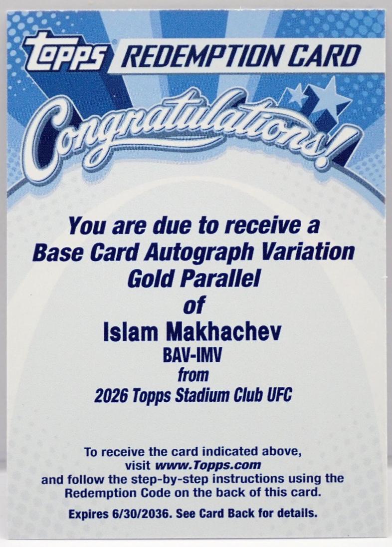 Islam Makhachev 2026 Topps Stadium Club UFC Base Autographs #BAV-IMV Yellow