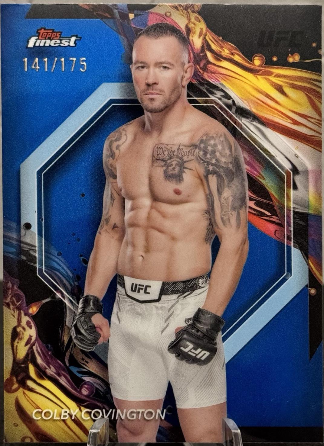 Colby Covington 2024 Topps Finest UFC Base Uncommon #107 Blue Refractor
