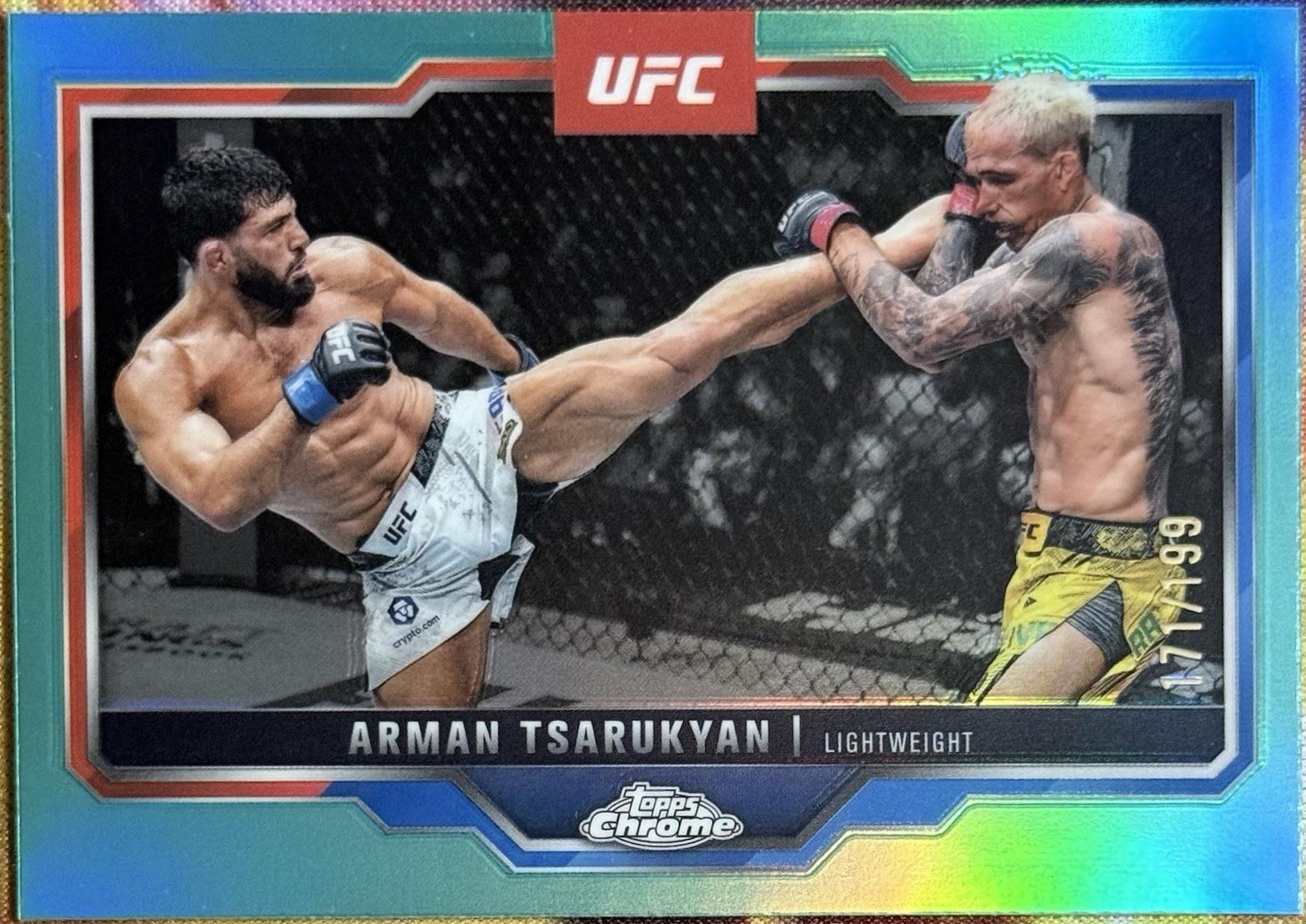 Arman Tsarukyan 2025 Topps Chrome UFC Base #94 Aqua Refractor