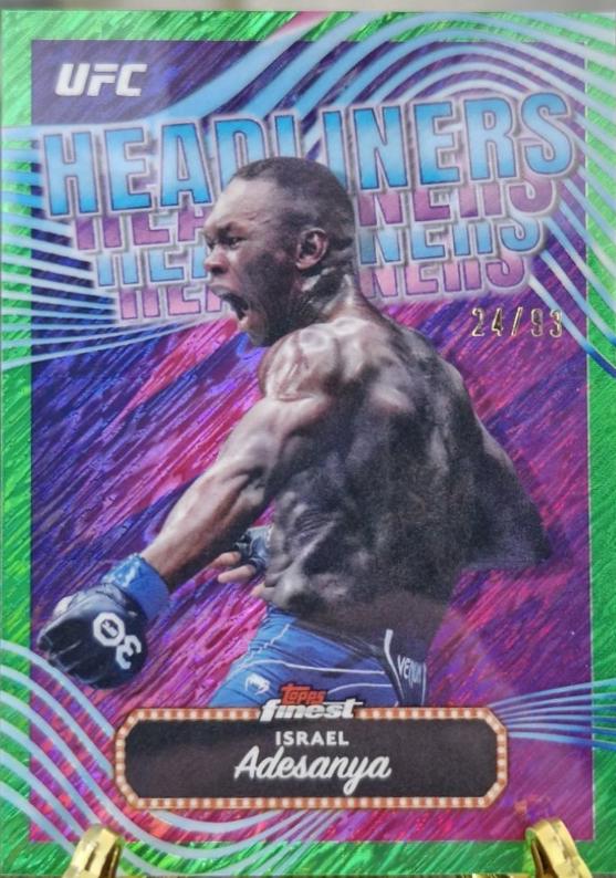 Israel Adesanya 2024 Topps Finest UFC Headliners #HDL-23 Green Shimmer Refractor