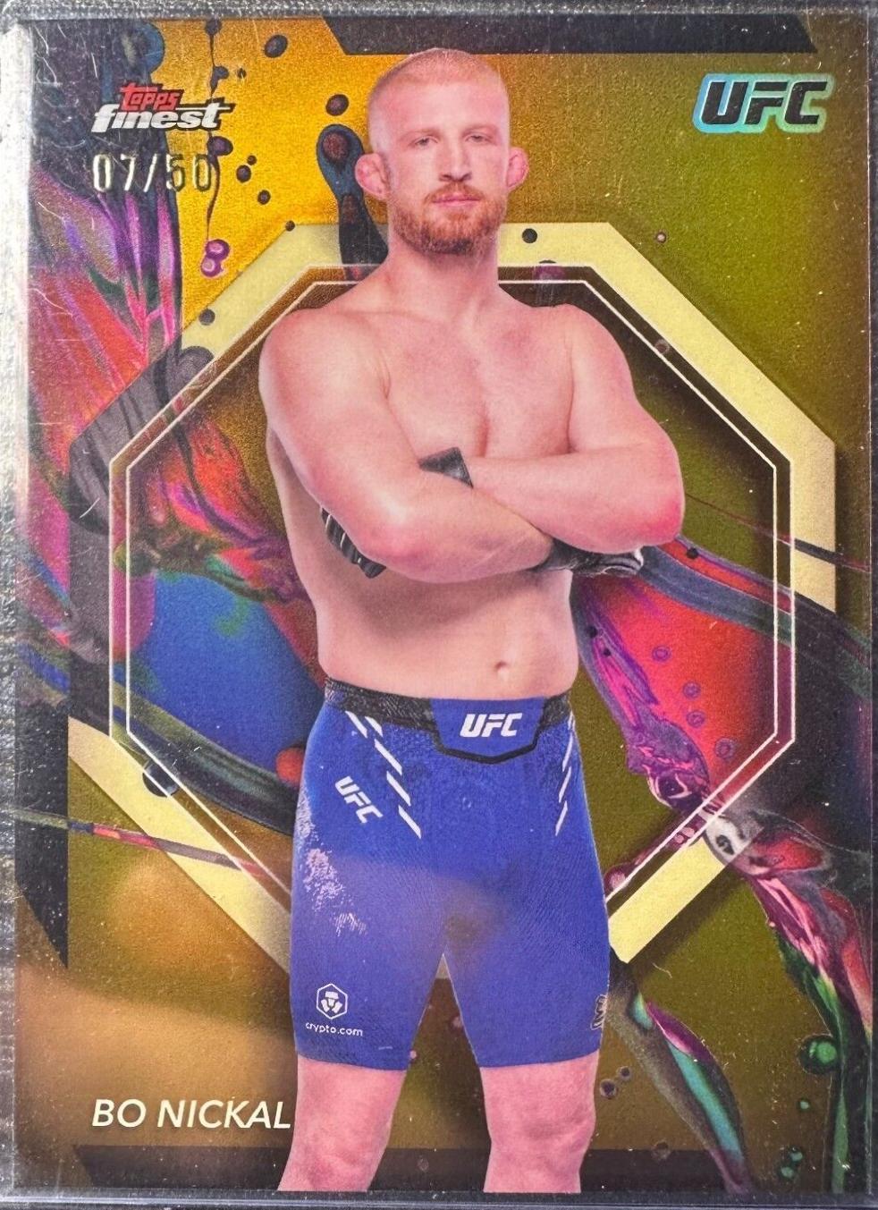 Bo Nickal 2024 Topps Finest UFC Base Common #95 Gold Refractor