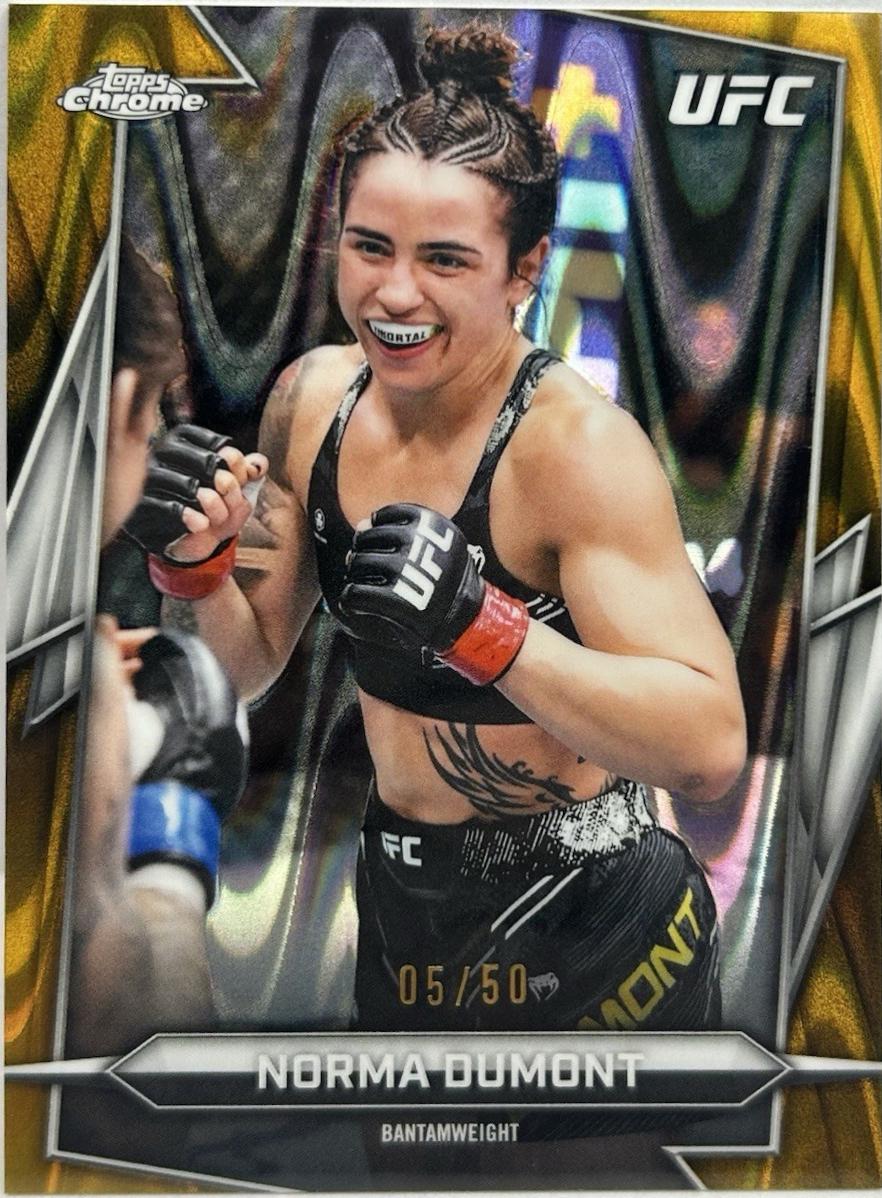 Norma Dumont 2026 Topps Chrome UFC Base #68 Gold Ray Wave Refractor