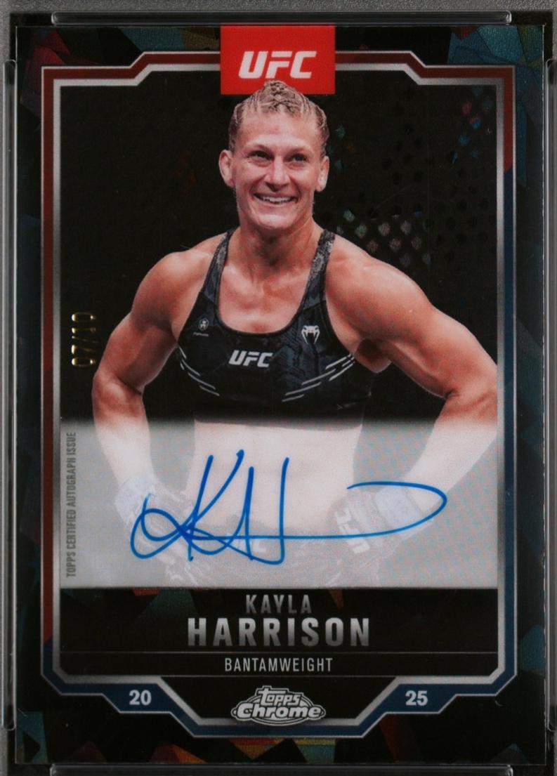 Kayla Harrison 2025 Topps Chrome Sapphire UFC Chrome Veteran Autographs Sapphire #CVA-KH Black Sapphire