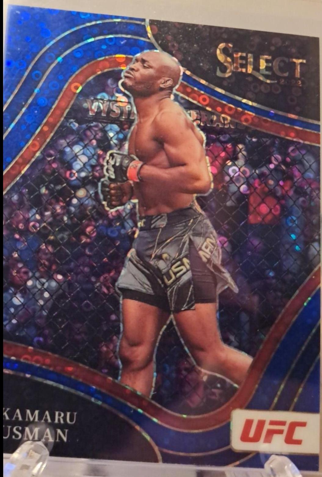 Kamaru Usman 2022 Panini Select UFC Octagonside #209 Blue Disco