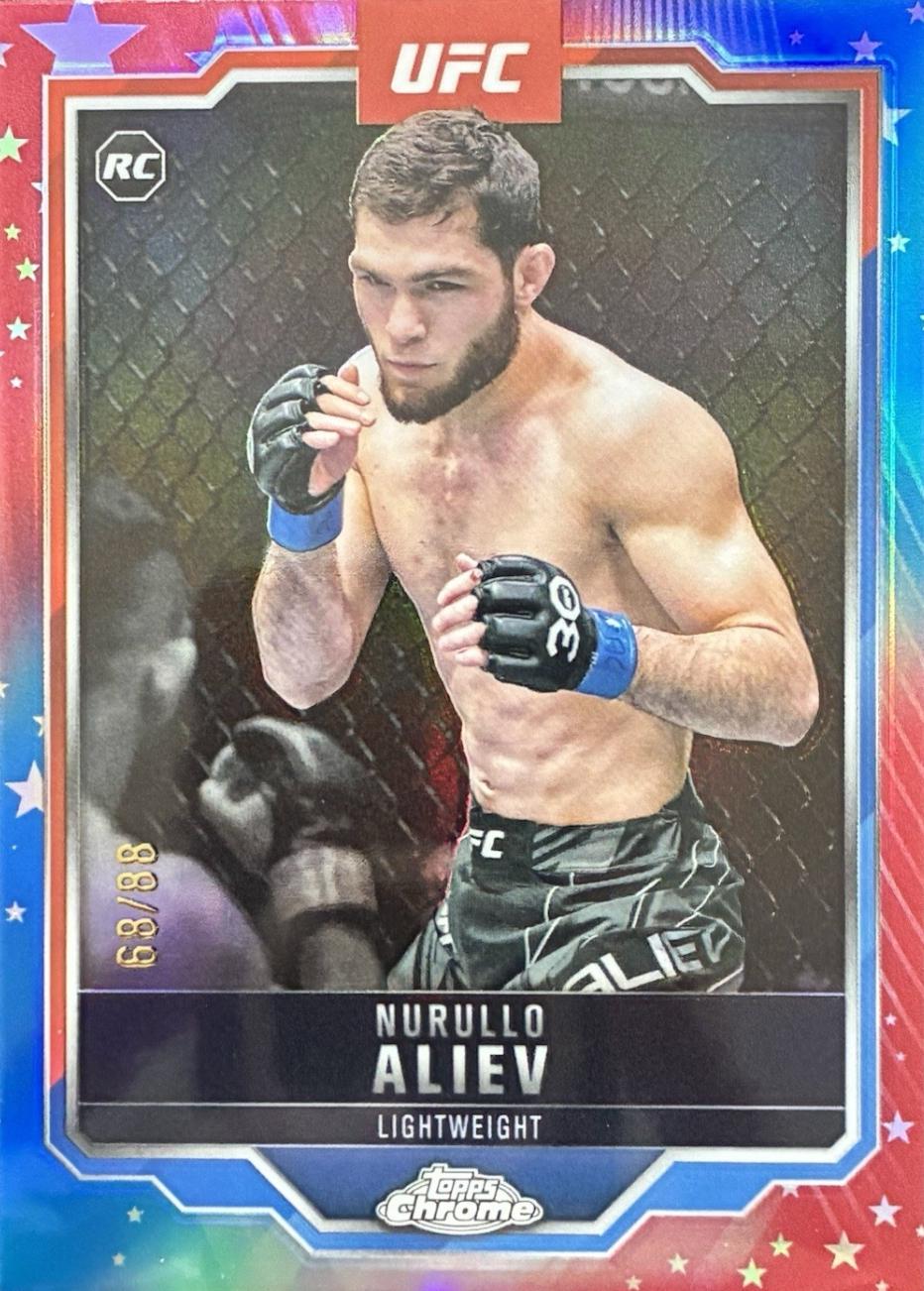 Nurullo Aliev 2025 Topps Chrome UFC Base #105 Red White Blue Refractor