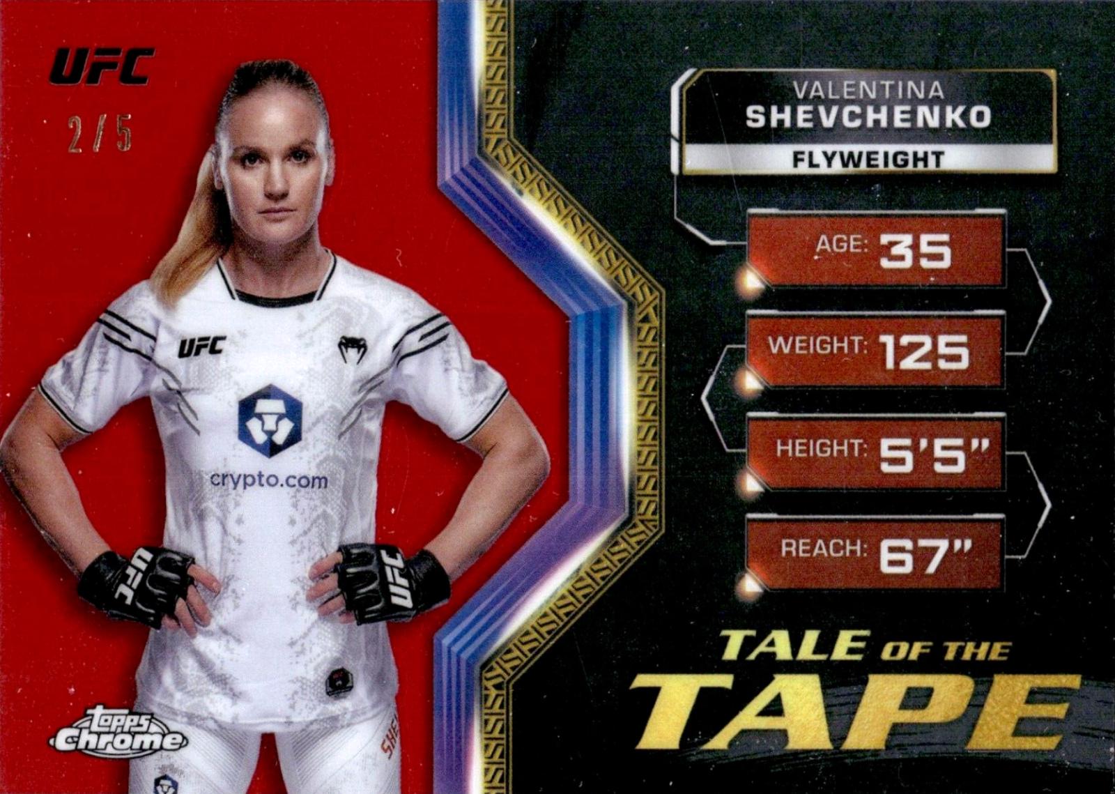 Valentina Shevchenko 2024 Topps Chrome UFC Tale of the Tape #TFT-29 Red Refractor