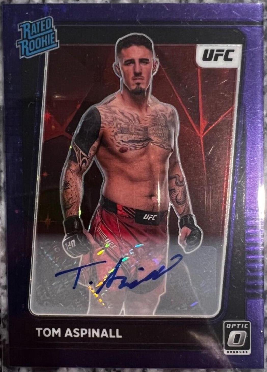 Tom Aspinall 2022 Panini Donruss Optic UFC Base Rated Rookies Signatures #120 Purple Stars