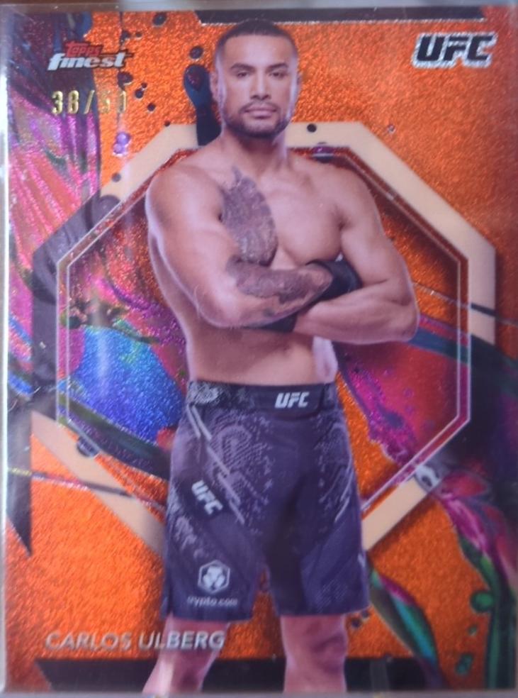 Carlos Ulberg 2024 Topps Finest UFC Base Common #18 Tangerine Glitter Refractor