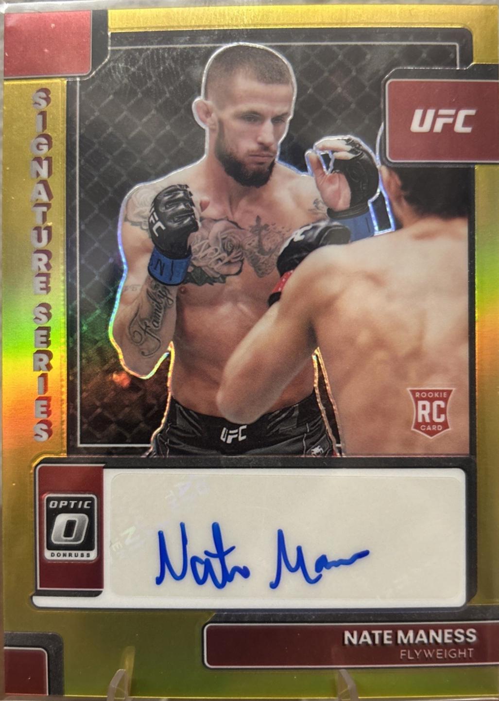 Nate Maness 2023 Panini Donruss Optic UFC Base Rated Rookies Signatures #113 Gold