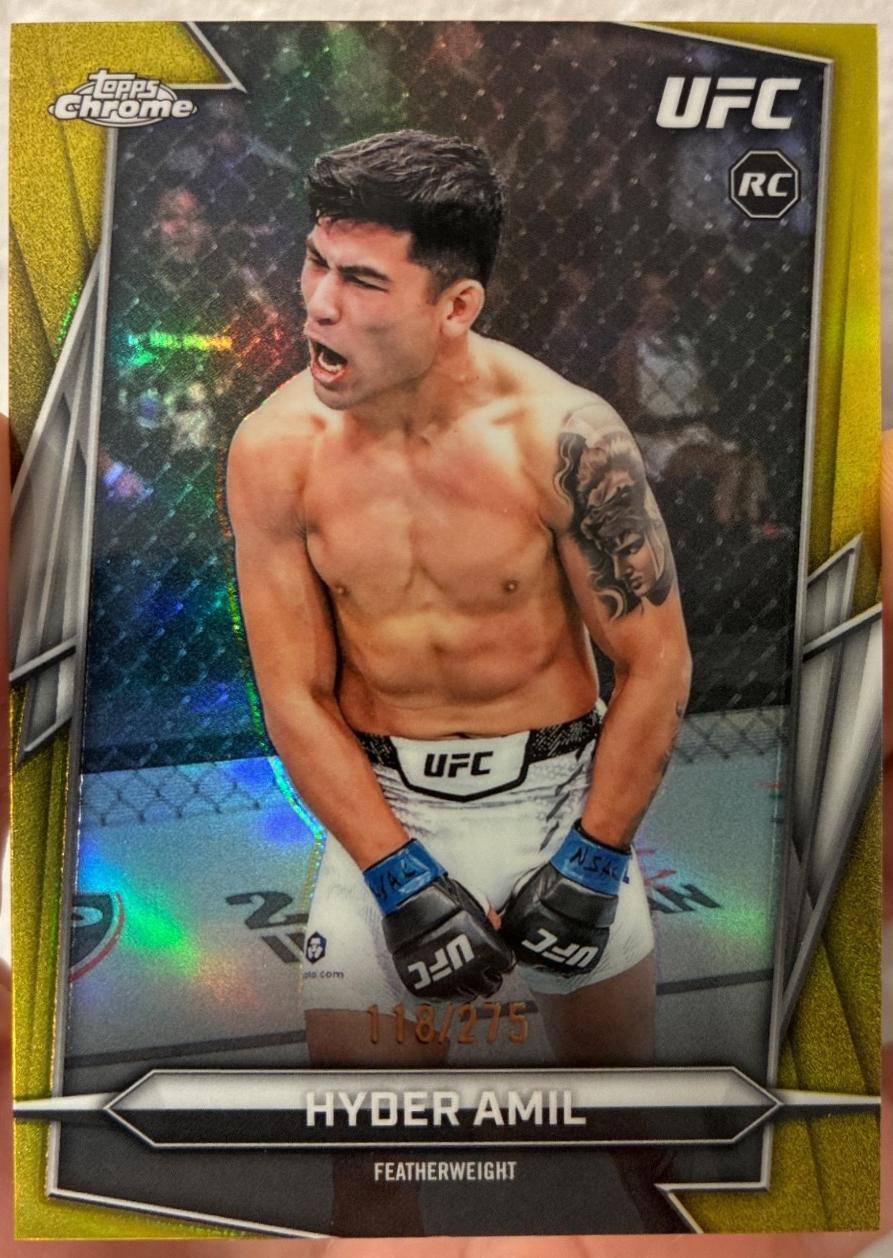 Hyder Amil 2026 Topps Chrome UFC Base #199 Yellow Refractor