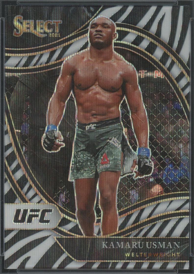 Kamaru Usman 2021 Panini Select UFC Octagonside #228 Zebra