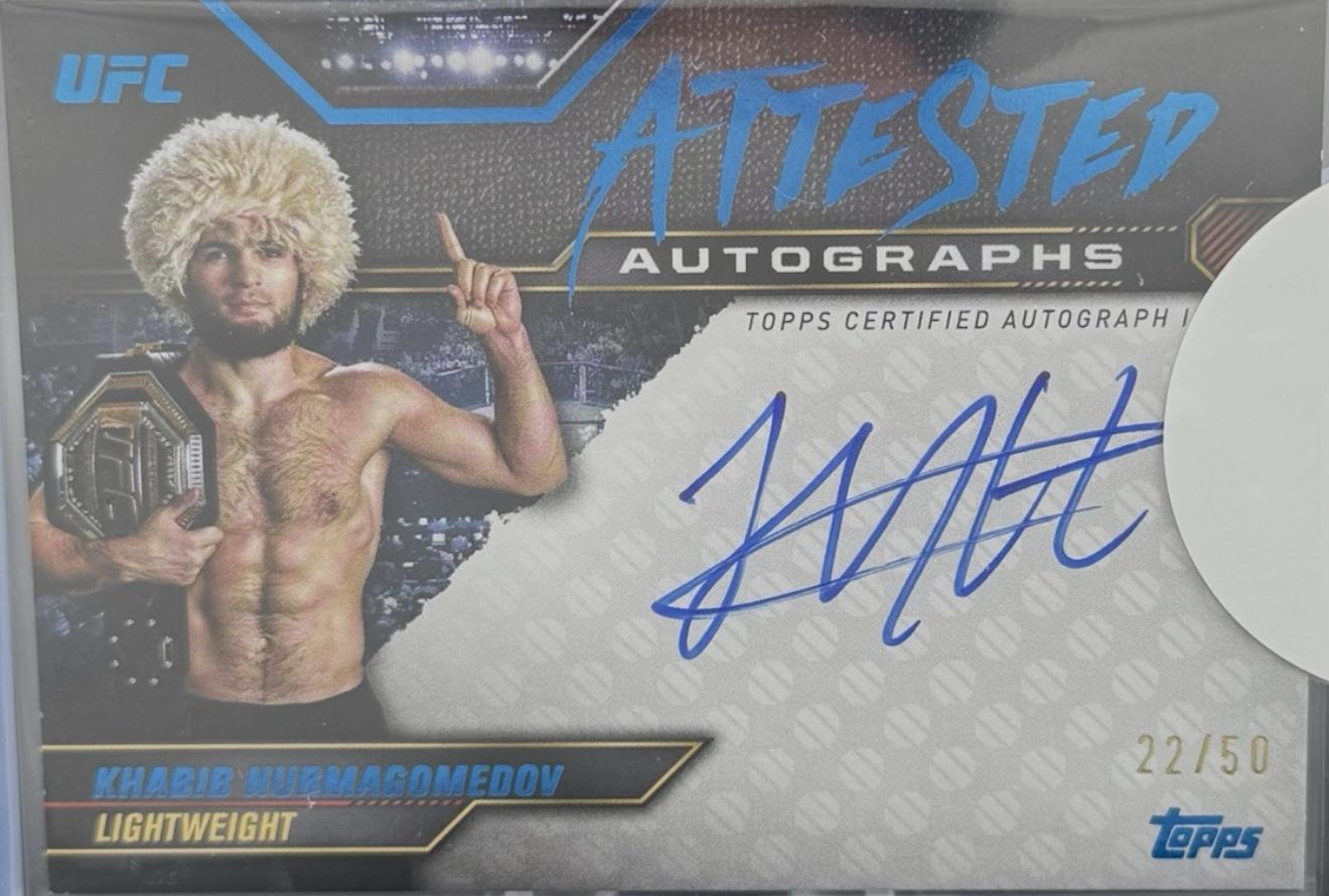 Khabib Nurmagomedov 2024 Topps Knockout UFC Attested Autographs #ATT-KNV Blue