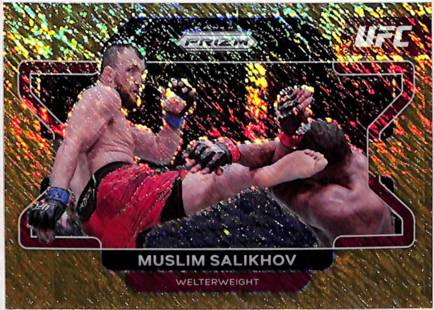 Muslim Salikhov 2022 Panini Prizm UFC Base #38 Gold Shimmer